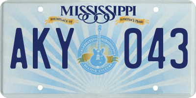 MS license plate AKY043