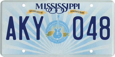 MS license plate AKY048