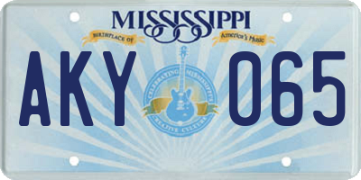 MS license plate AKY065