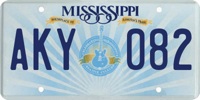 MS license plate AKY082