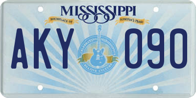 MS license plate AKY090