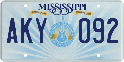 MS license plate AKY092