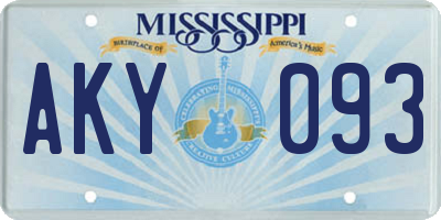 MS license plate AKY093