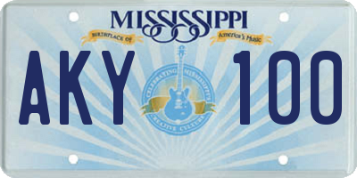 MS license plate AKY100