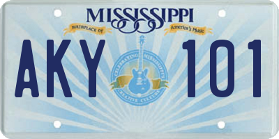 MS license plate AKY101