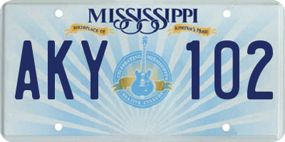 MS license plate AKY102