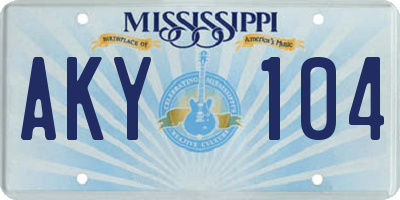 MS license plate AKY104