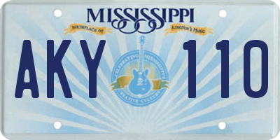 MS license plate AKY110