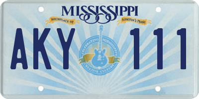 MS license plate AKY111