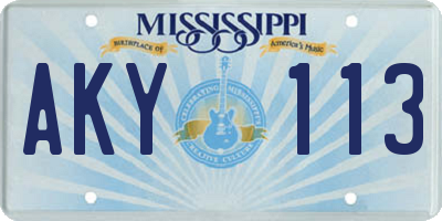 MS license plate AKY113