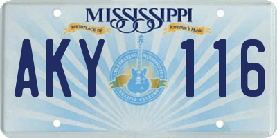 MS license plate AKY116