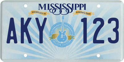 MS license plate AKY123
