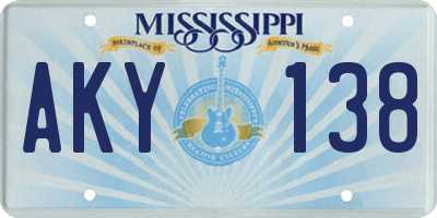 MS license plate AKY138