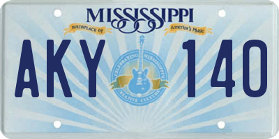 MS license plate AKY140