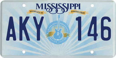 MS license plate AKY146