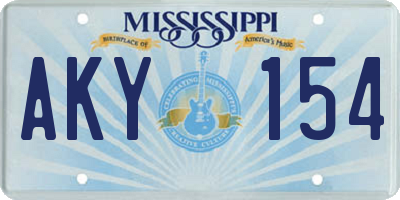 MS license plate AKY154