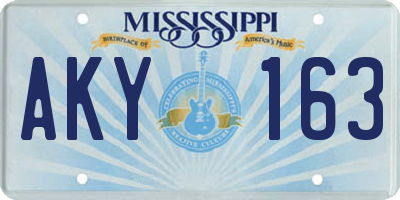 MS license plate AKY163