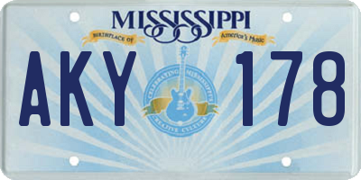 MS license plate AKY178