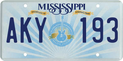 MS license plate AKY193