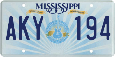 MS license plate AKY194