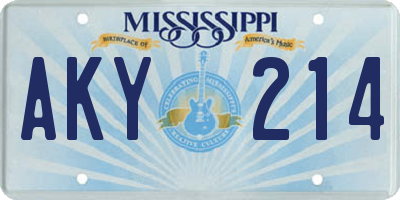 MS license plate AKY214
