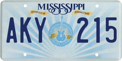 MS license plate AKY215