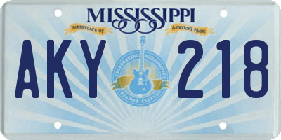 MS license plate AKY218