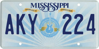 MS license plate AKY224