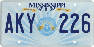 MS license plate AKY226