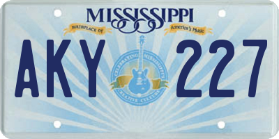 MS license plate AKY227