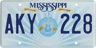 MS license plate AKY228