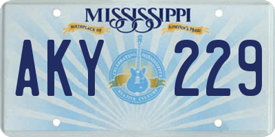 MS license plate AKY229