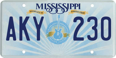 MS license plate AKY230