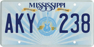 MS license plate AKY238