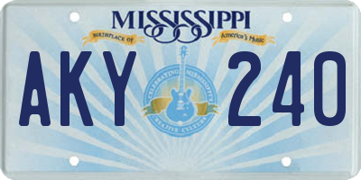 MS license plate AKY240