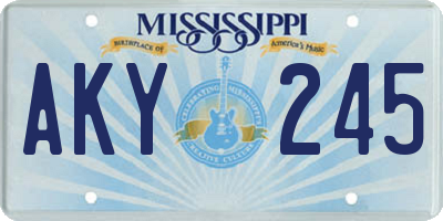 MS license plate AKY245