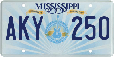 MS license plate AKY250