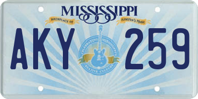 MS license plate AKY259
