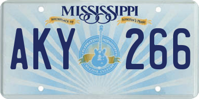 MS license plate AKY266