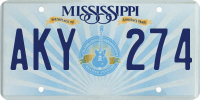 MS license plate AKY274