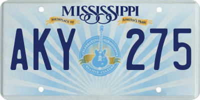 MS license plate AKY275