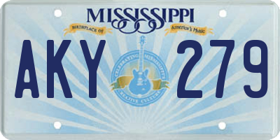 MS license plate AKY279