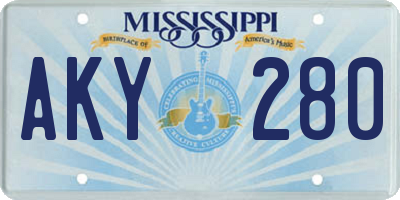 MS license plate AKY280