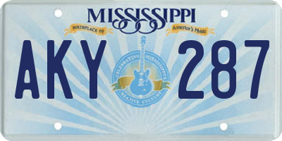 MS license plate AKY287