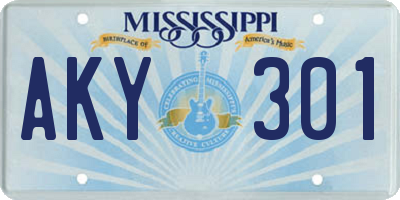 MS license plate AKY301
