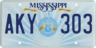MS license plate AKY303
