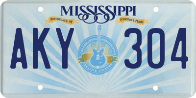 MS license plate AKY304