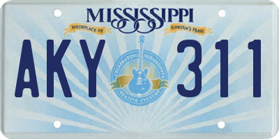 MS license plate AKY311