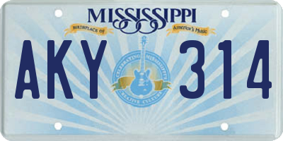 MS license plate AKY314
