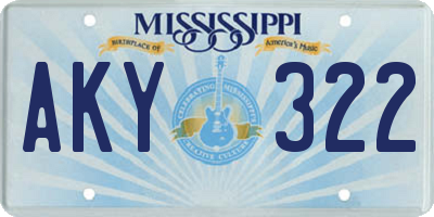 MS license plate AKY322